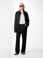 Marylebone Denim Pant in Black / White Weft