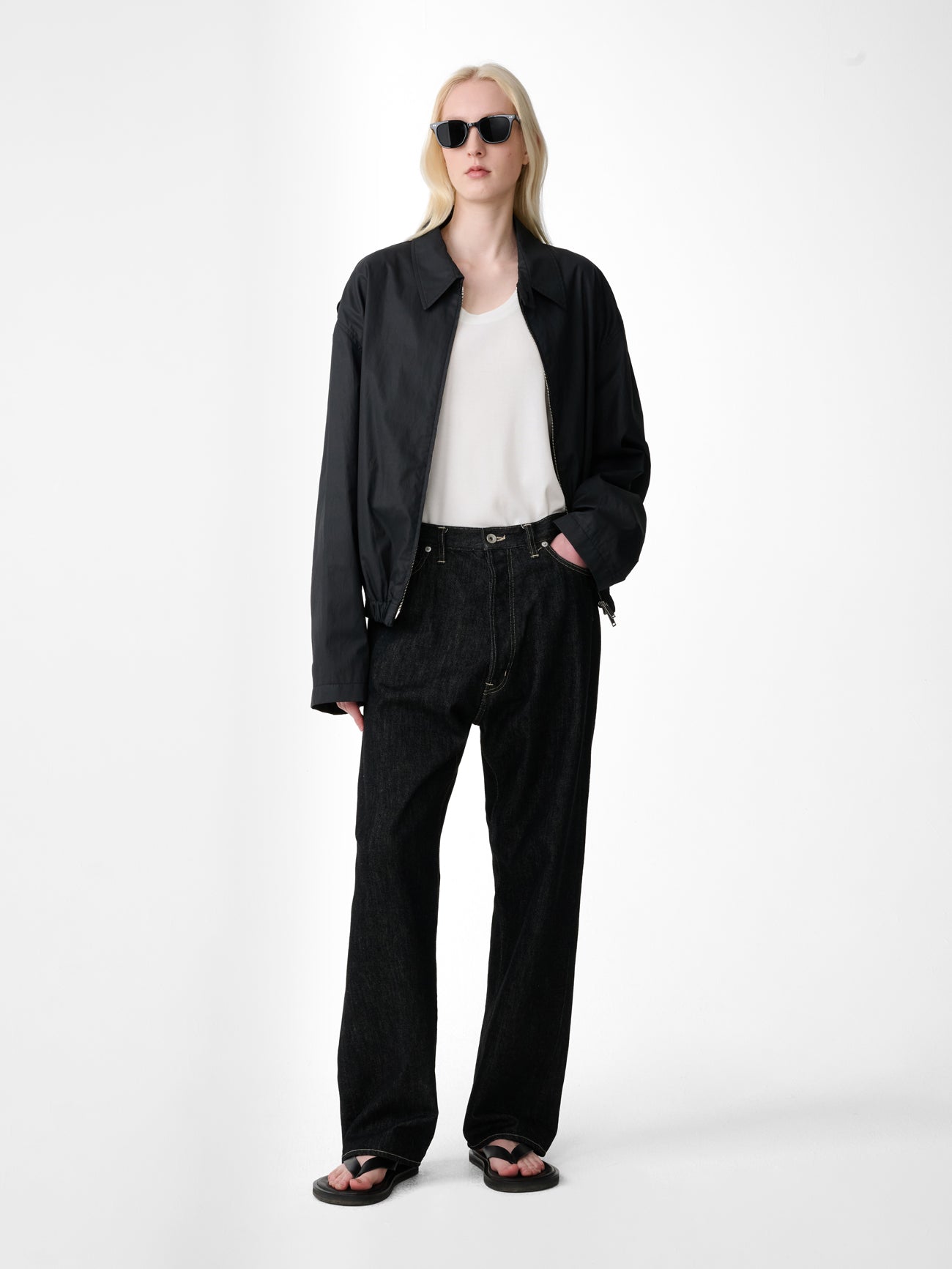 Marylebone Denim Pant in Black / White Weft