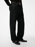 Marylebone Denim Pant in Black / White Weft